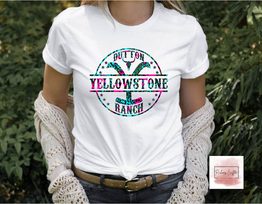 Yellowstone Ranch Pink and Teal T-Shirt